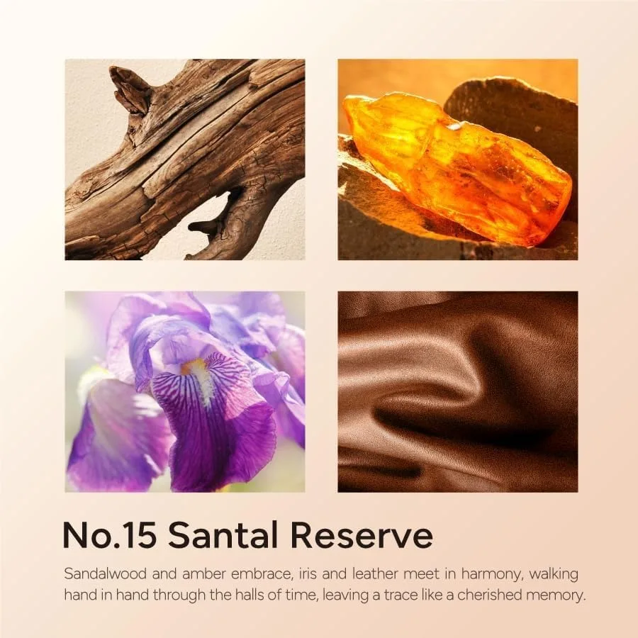 Santal Reserve Luxury Scented Candles, 9oz Soy Wax Candles for Home Scented, Sandalwood, Amber, Iris and Leather Scent, Long Bu - view 4