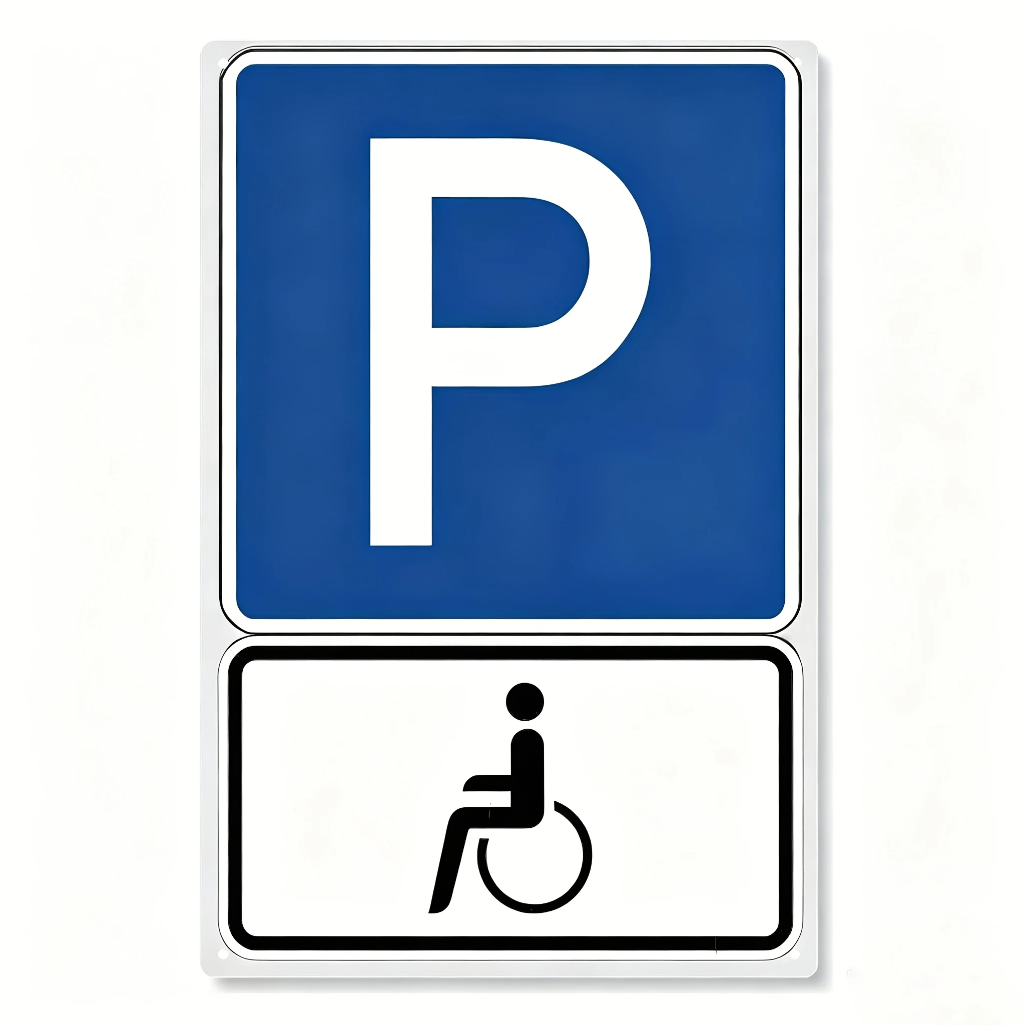 2D Flat Iron Sign, Cross-Border High-Grade Blue And White Disabled Parking Space Sign 20*30 Cm/8*12 Inches, Suitable for Home De