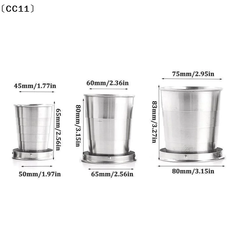 Stainless Steel Collapsible Travel Cup With Portable Keychain Supports Custom Logo Perfect For Hiking Camping Daily Use〔CC11〕