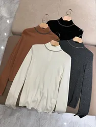 New Style For Early Autumn, Half Turtleneck Long-Sleeved Bottoming Shirt, Slim Fit, Fashionable And High-Quality Women'S