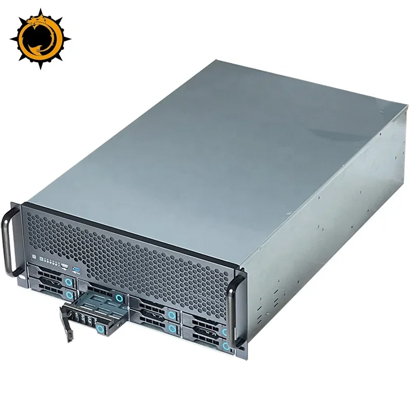 

ZhenLoong 4U 8 bay rackmount hot swap HDDs SAS SATA 19" Inch Rack server Chassis Storage 8 PCI Slots Case Redundancy 1+1 800W