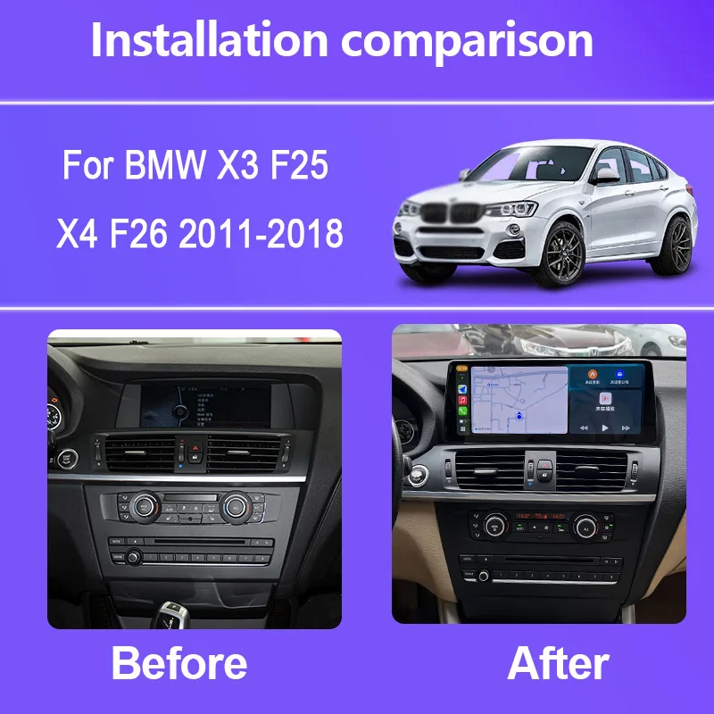 12.3 Inch For BMW X3 F25 X4 F26 2011-2018 Dual System Android 15 8-Core Car Multimedia Player Stereo Receiver Car Radio GPS 4G