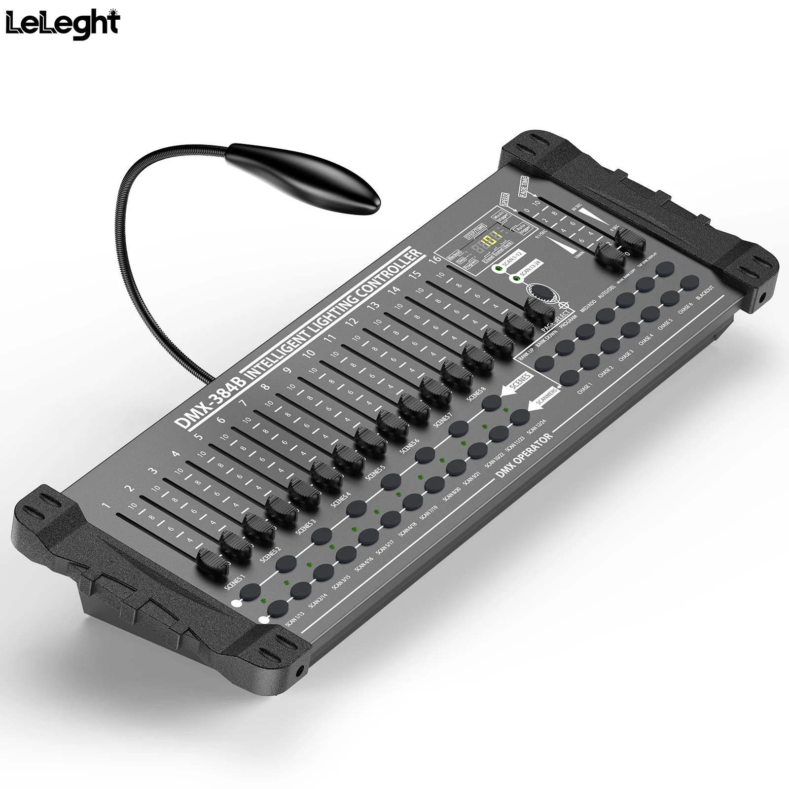 

Yiflamefly Black DMX and MIDI Operator 384 Channel Light Controller for Live Concerts KTV DJs Clubs