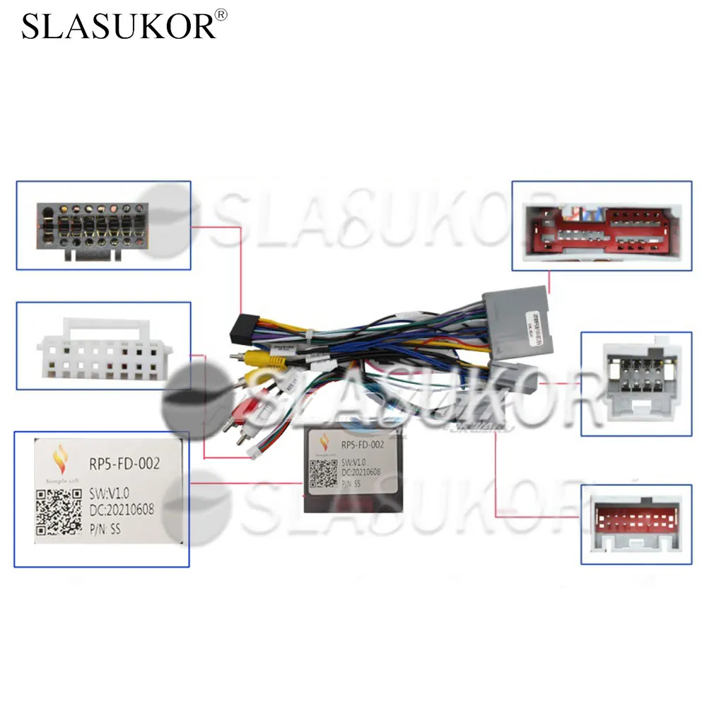 

16PIN Car Radio Cable with CAN Bus Box CFor Ford Explorer Escape Edge Expedition Mustang F150 POWER WIRE Canbus Cable Android