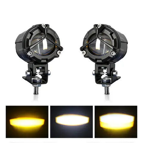 Easy Installation 2X 20W All-Weather Headlights, for Motorcycle Universal Moto Spotlight 4 lighting Modes Powerful Driving Light