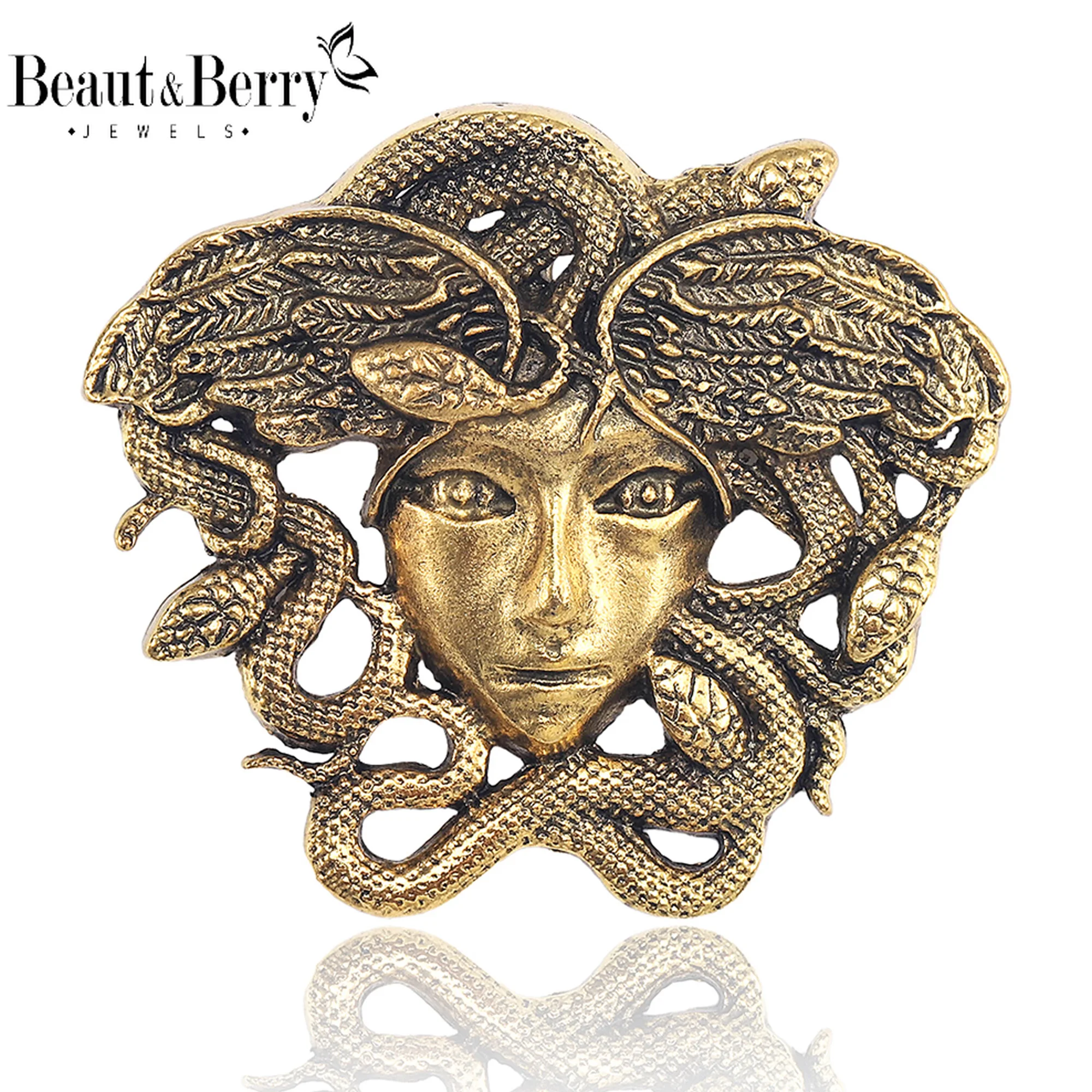 Beaut&Berry Lady Broche Ouro E Prata 2 Cor Medusa Broche Acessórios Presente Pin Ornamentos Presente De Escritório