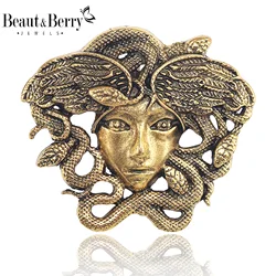 Beaut&Berry Lady Brooch Gold And Silver 2 Color Medusa Brooch Accessories Gift Pin Ornaments Office Gift