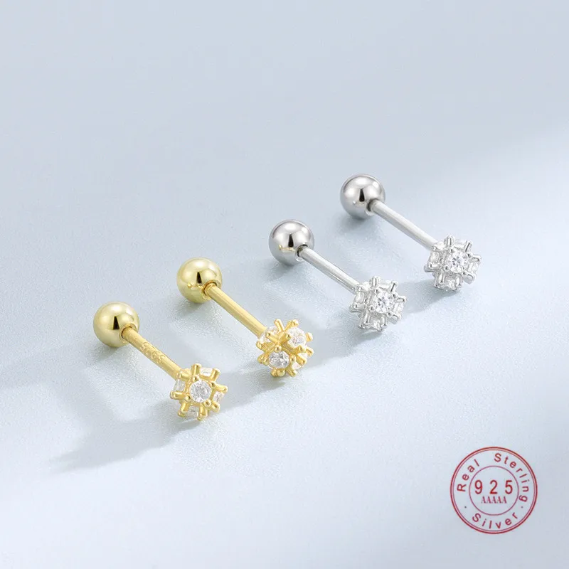 

HI MAN 925 Sterling Silver Creative Personality Micro Inlaid Zircon Ball Stud Earrings Women Small Cute Jewelry Gifts