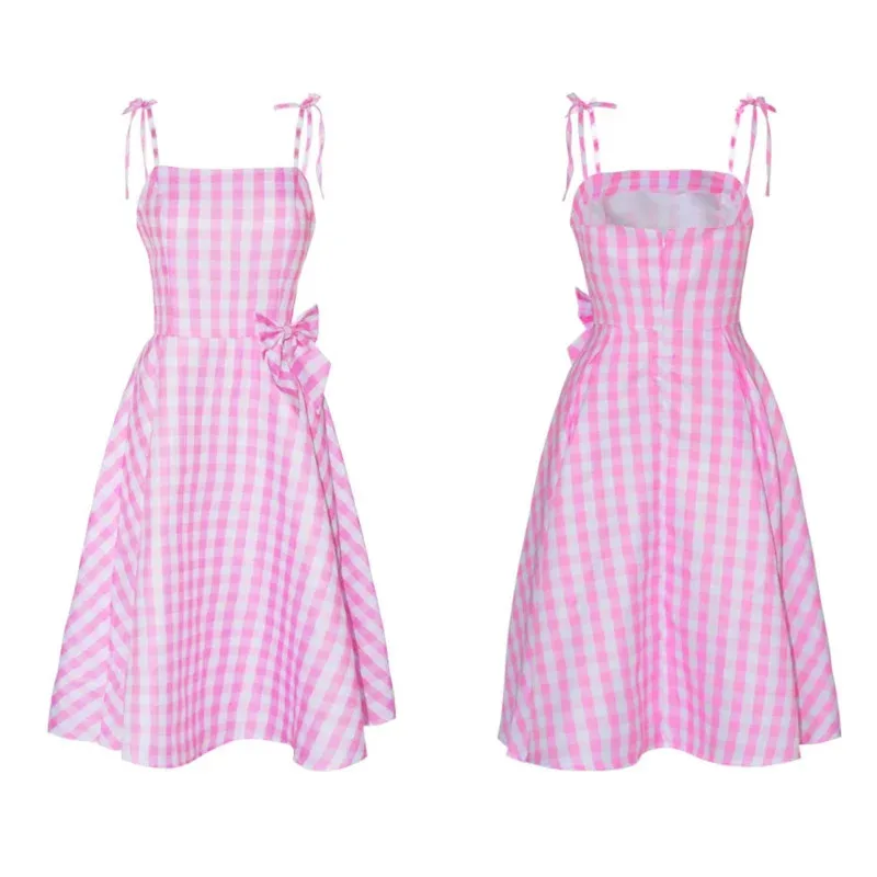 AA wat Halloween niñas adultas Margot Robbie Rosa Barbi Cosplay disfraz moda mujer Rosa ropa conjunto Vintage arco Elega2025 nuevo