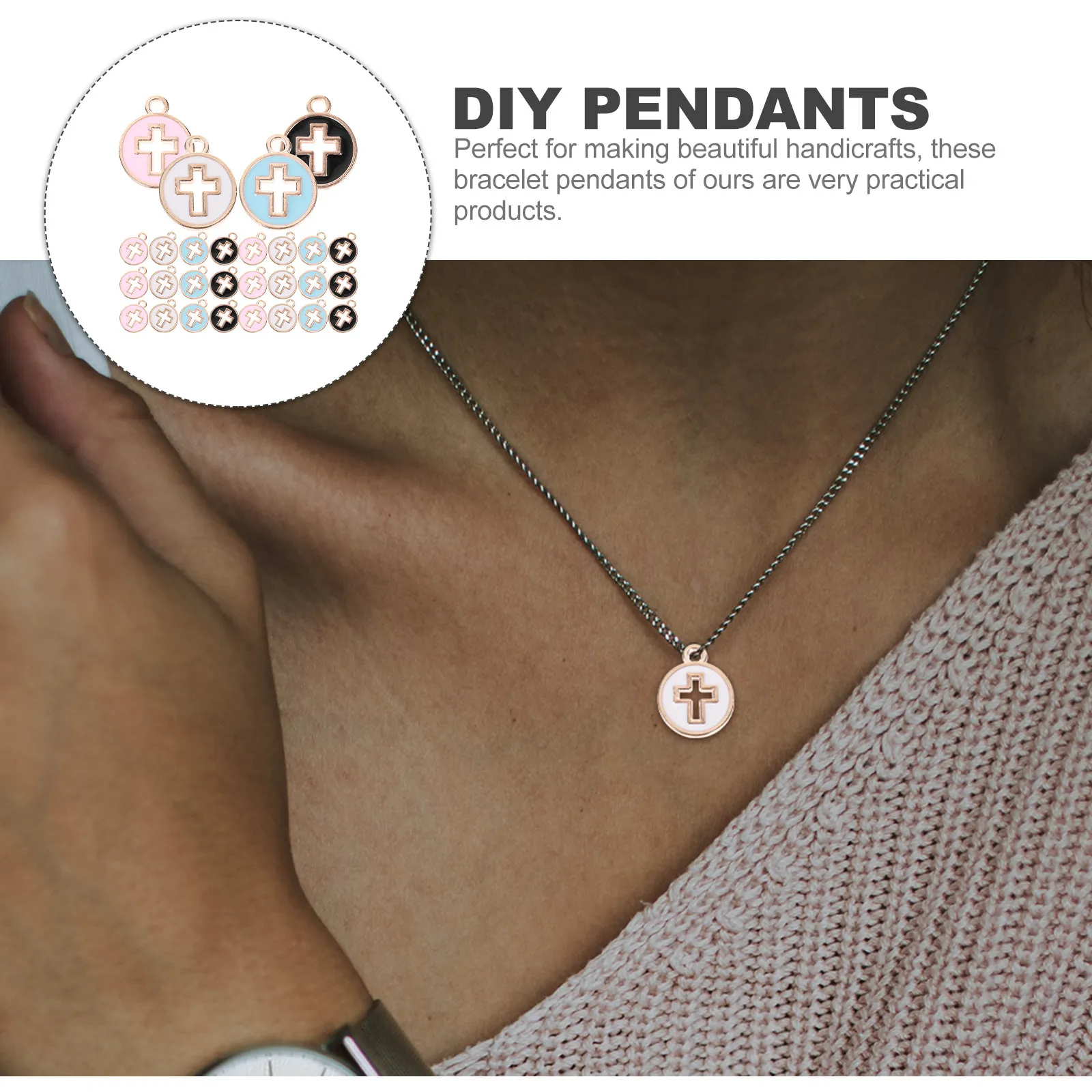 40Pcs Cross-Shaped Hanging Pendants Adorable Handmade Bracelet Decors DIY Charm Ornaments for Crafts Earrings Pendants