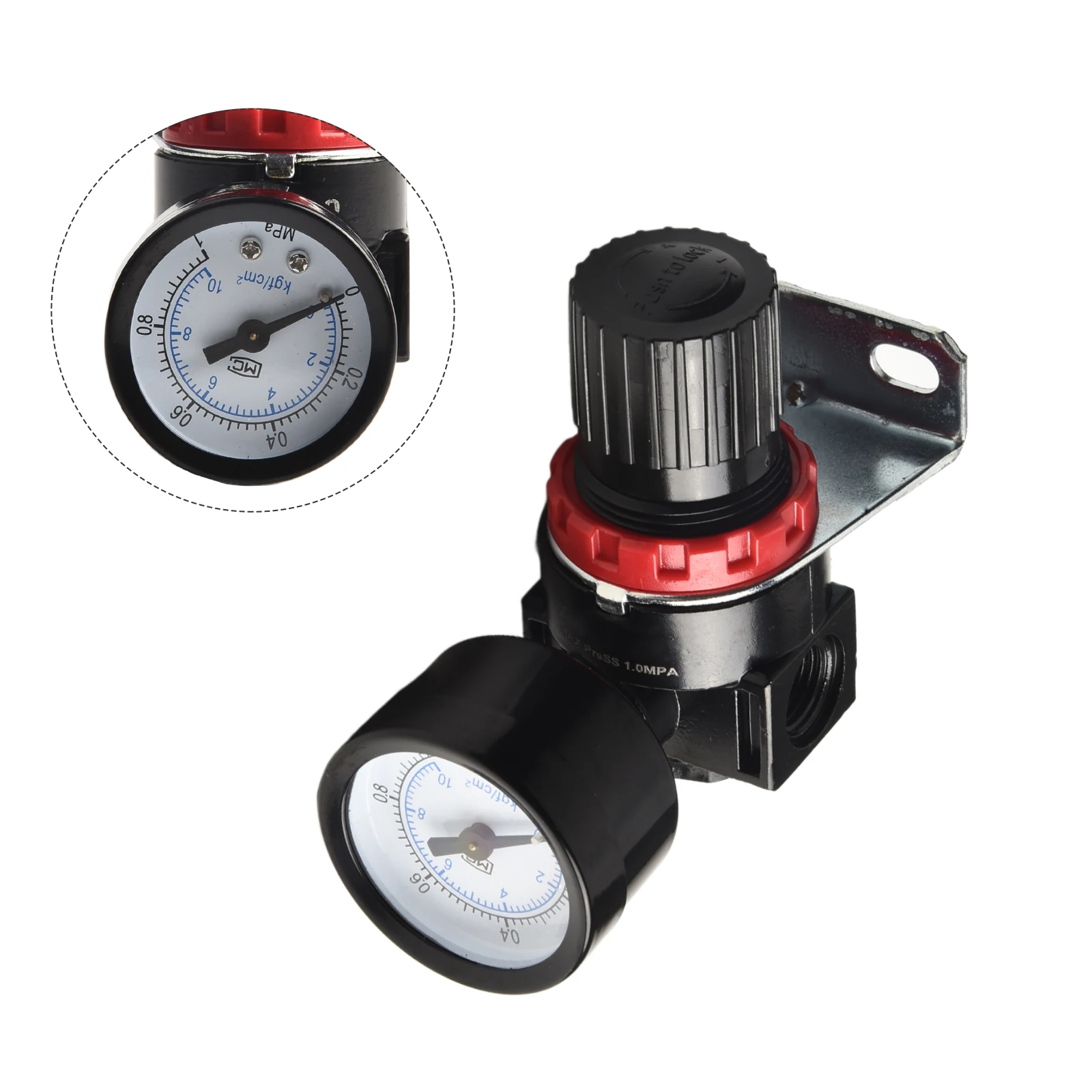 AR2000 Air Pressure Regulator Controller 1/4 Inch With Strap Bracket For Compressor 0.05-0.85Mpa Adjustable  Alloy + Plastic