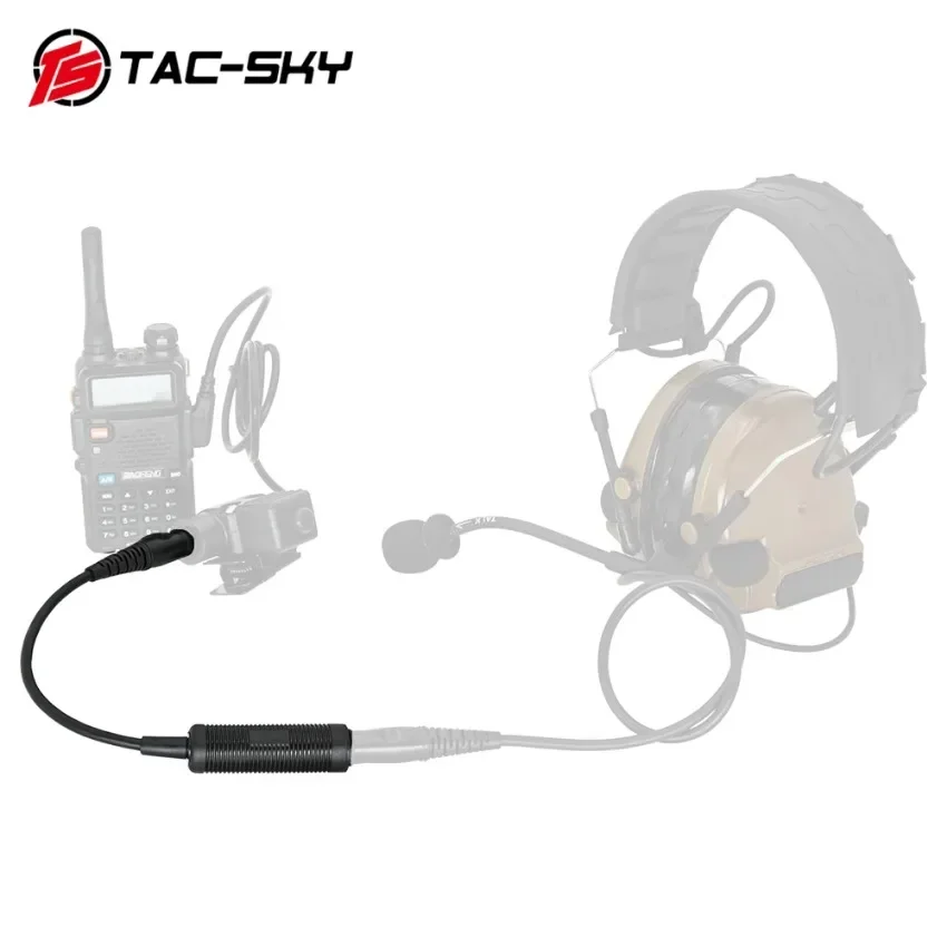 TS TAC-SKY Tactical Headset Adapter U-174 Military To Civilian Cable for Pelto Comta/msaSordin/tci Liberator