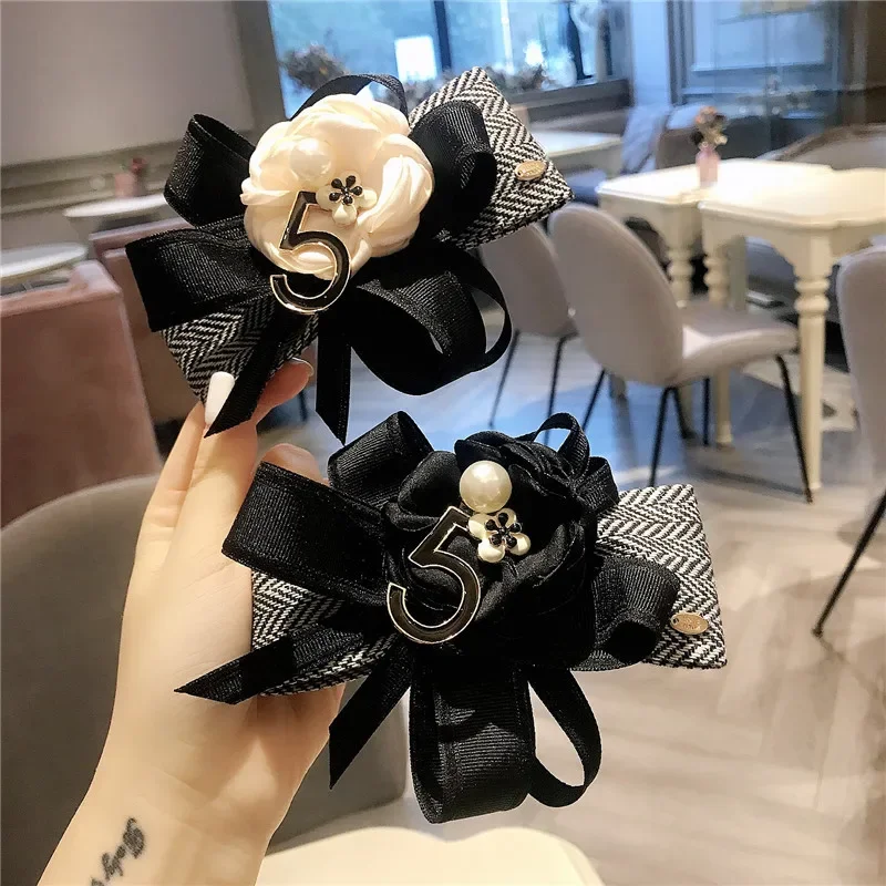 Fashion Sweet Hairpin Big Bow Camellia Spring Clip Top  Ponytail Women Hair Accessories for Girls Floral Bows s