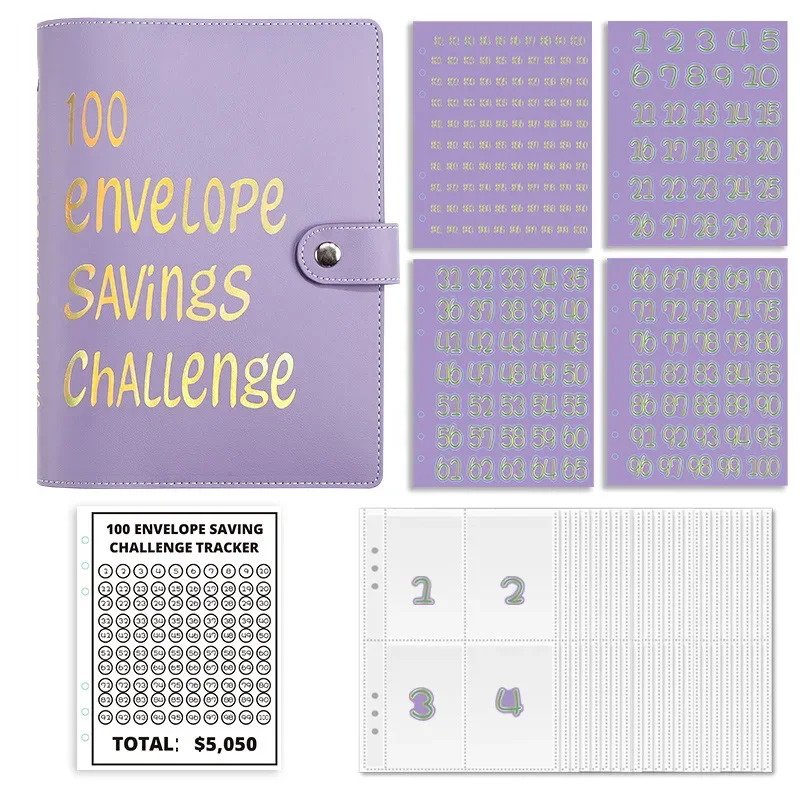 

A5 100 Envelope Challenge Notebook Notepad Daily Planner Cash Saving Budgeting Wallet Binder Stationery