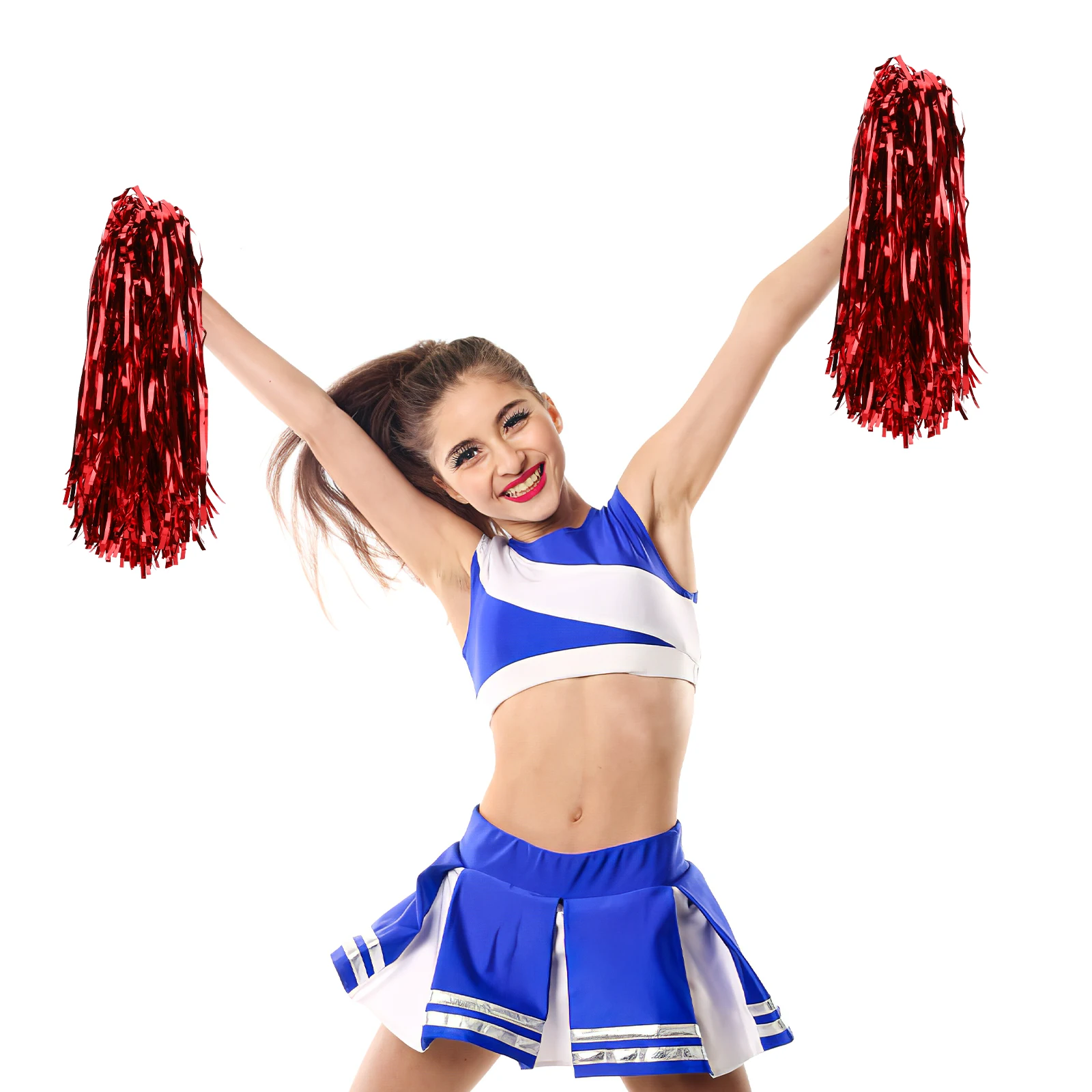 

24 Pcs Cheerleading Pom Poms Reusable 20g Red Straight Handle School Event Props Kids Adults Gymnastics Dance Exercise