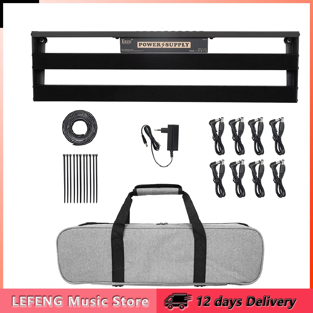 IRIN PR-01 Guitar Pedalboard Aluminum Alloy Effect Pedal Board Guitar Pedalboard with Power Supply 10 Isolated DC Outputs & Bag