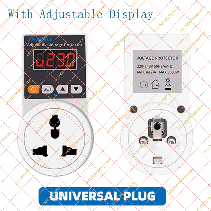 Automatic Voltage Protector Socket AC 220V 16A Adjustable Surge Protector Universal Plug
