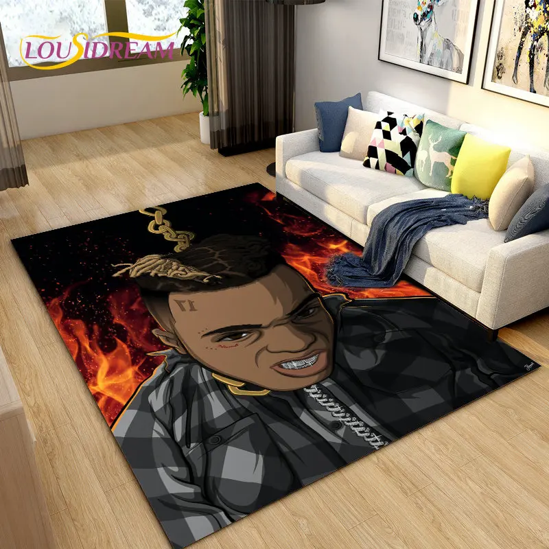 Hip Hop Art Rapper Legend Star Area Rug Large,Carpet Rug for Living Room Bedroom Sofa Doormat Decoration,Kids Non-slip Floor Mat
