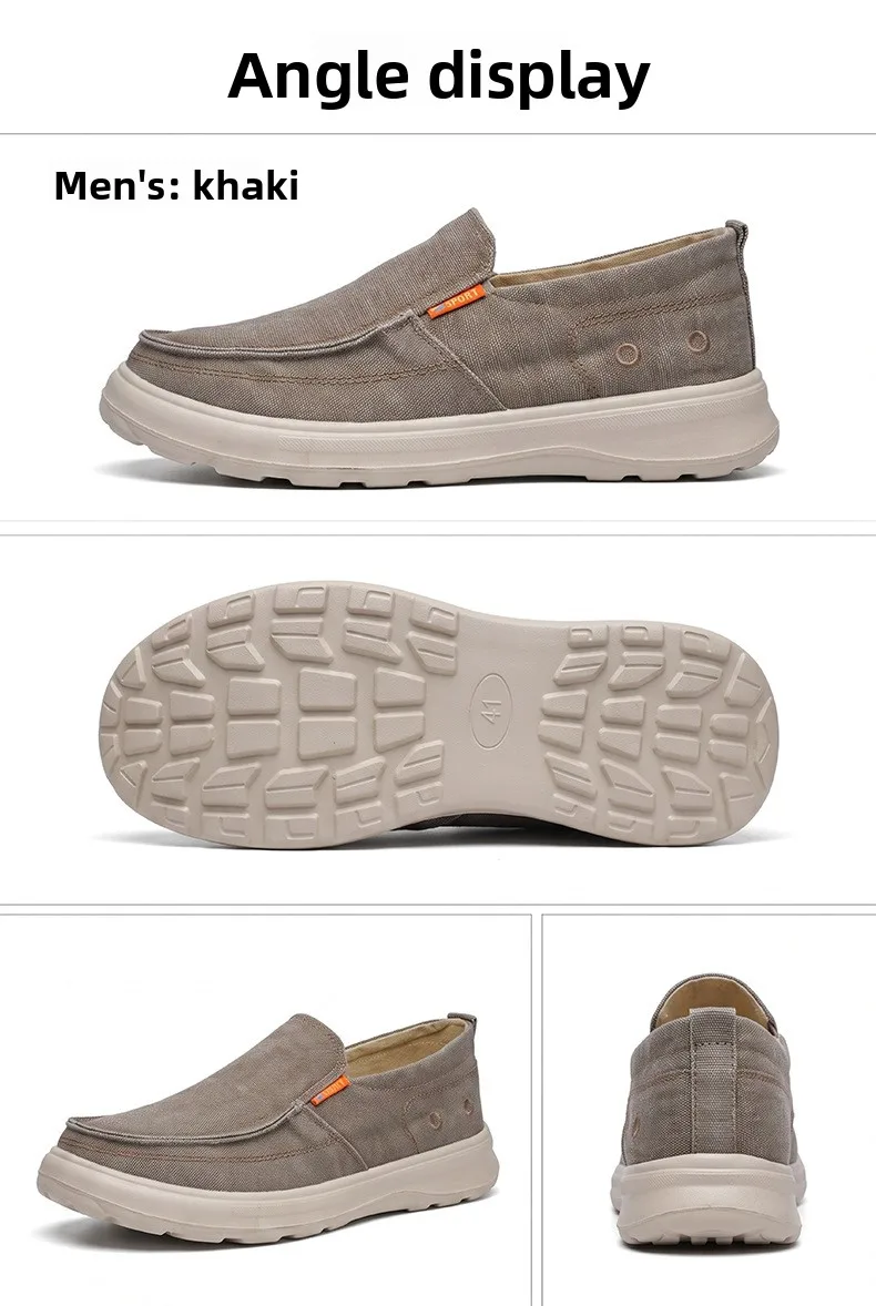 Herren-Slipper aus Canvas, atmungsaktive Loafer aus gewaschenem Denim, leichte, rutschfeste Schuhe zum Gehen, bequeme Alltagsschuhe für Herren. – Detail 11