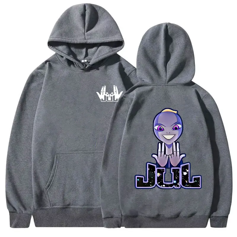 Hot France Rapper Jul Graphic Hoodie Male Vintage Casual Fleece Cotton Pullover Men Women Fashion Hip Hop Oversized Streetwear