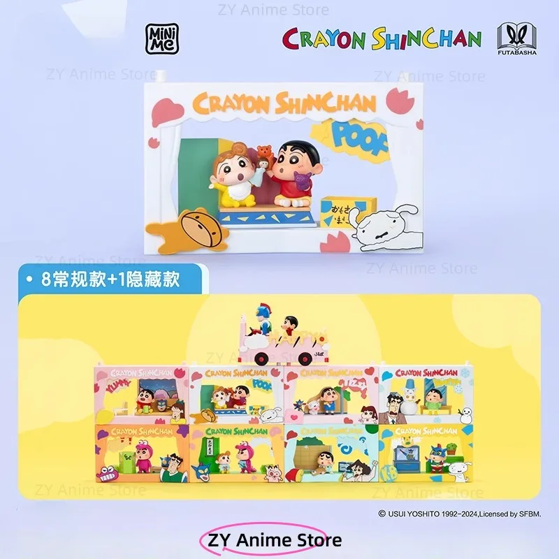 Crayon Shin-chan Living OwSeries Mystery Blind Box Scene, Jouets faits à la main, Décoration de bureau, Boîte surprise, Cadeau de vacances