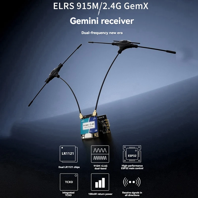 FPV RC 드론용 듀얼 주파수 리시버, GEPRC ELRS 915M/2.4 Gemx Gemini RX