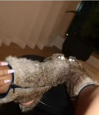 

Зимние женские коричневые плюшевые ботильоны с мехом, на тонком каблуке, с открытым носком, на молнии, утепленные, короткие, для снега