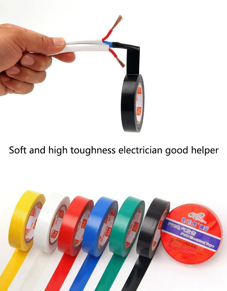 PVC-Isolierband, rot, gelb, grün, blau, schwarz, Isolierband, Super Stick, wasserdichtes PVC-Band, 1 Rolle 10 m und 5 m – Detail 7