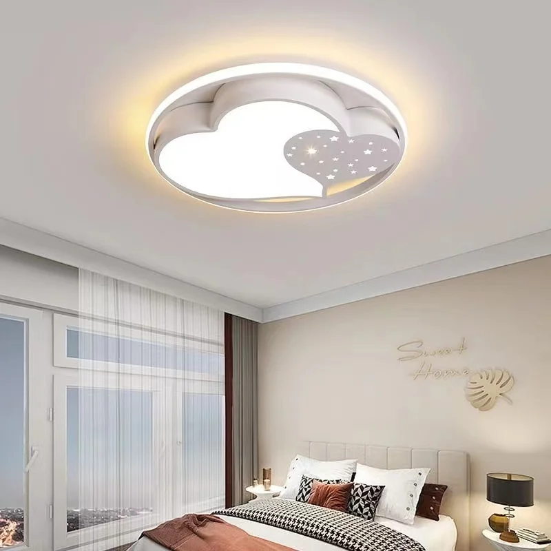 Simple Bedroom Lamp Heart Shape Led Ceiling Lights With Remote Control White Decor Study Living Room Kids Ceiling Chandelier