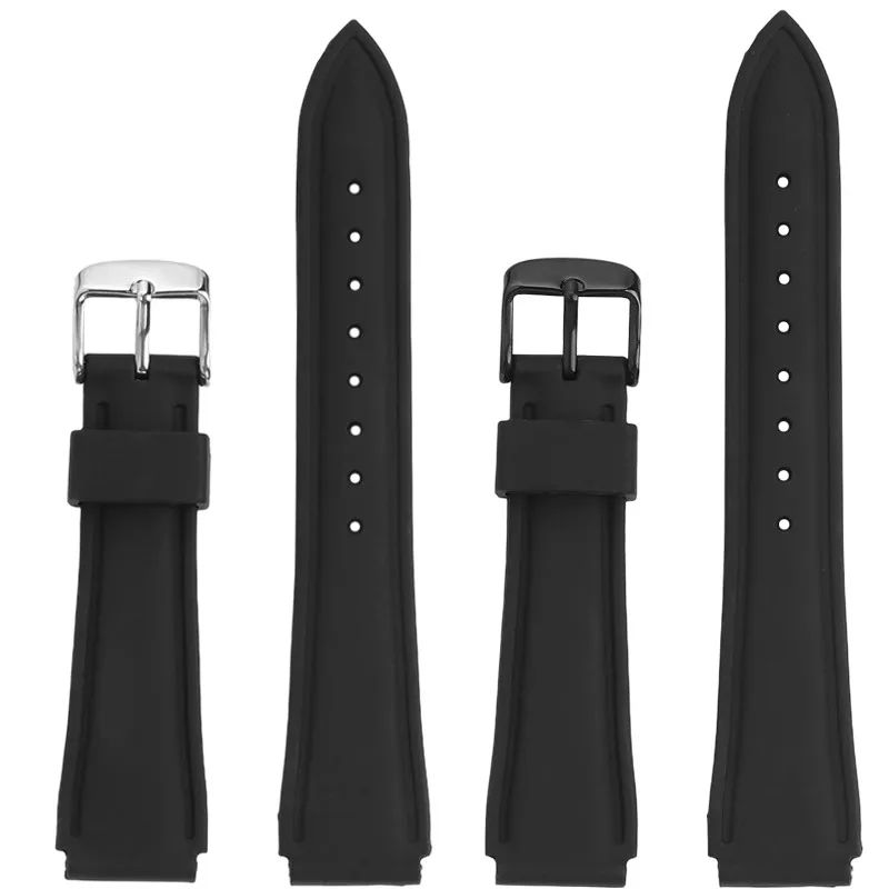 Correa de reloj de goma negra de 18mm adecuada para relojes cuadrados pequeños Casio AE1200/1300 SGW400 AQ-150W A158W A168 correa de reloj de silicona