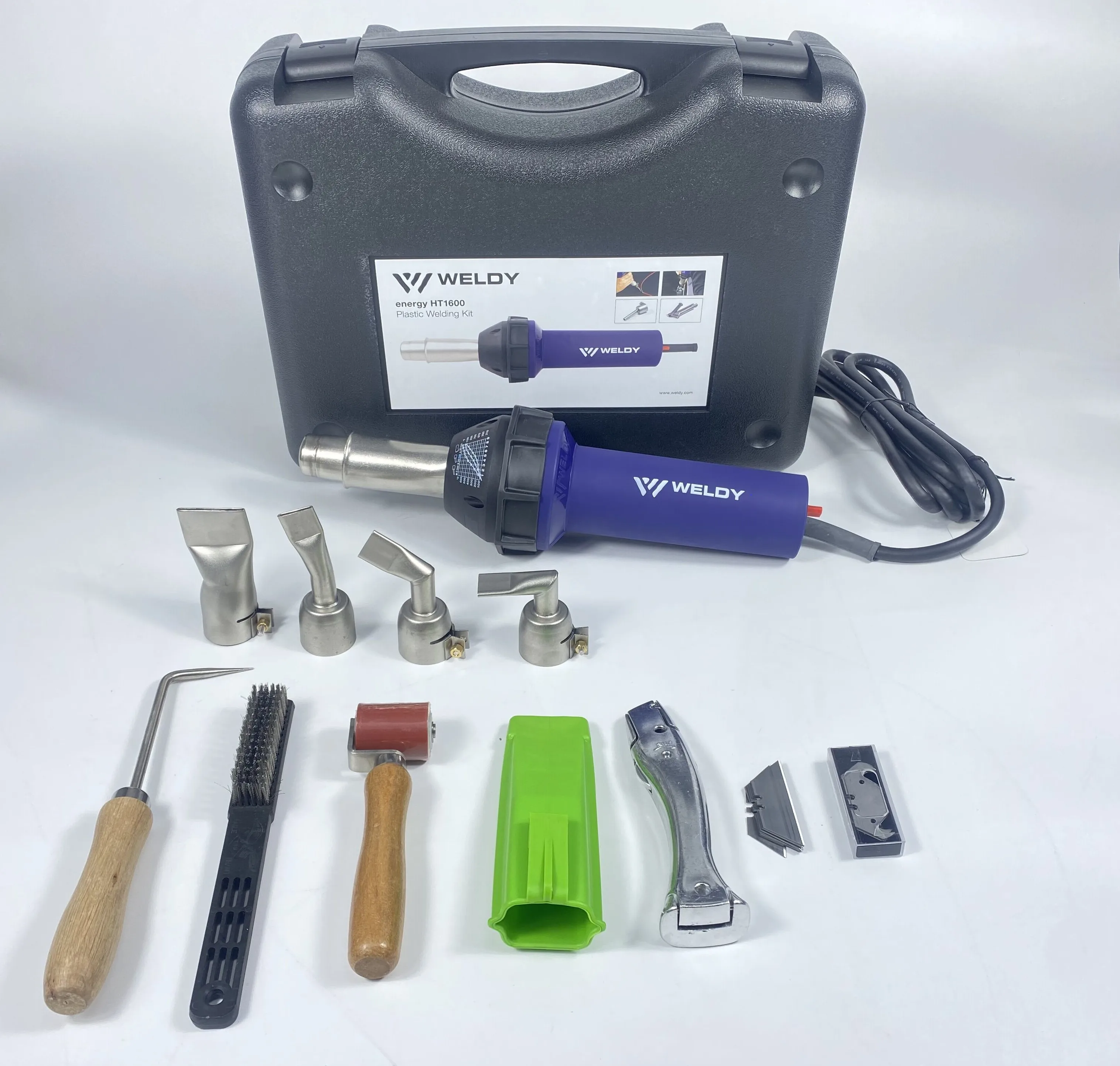 WELDY 1600W Hot Air Gun Kit Heating Gun With 4pcs Welding Nozzle PVC TPO Membranes Welding Handheld Plastic Welder Energy HT1600