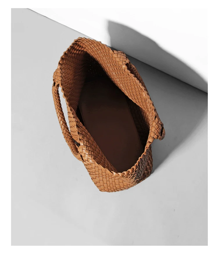 Große Kapazität Designer Stricken Mode PU Leder Damen Umhängetasche Handtaschen für Strand Reise Single-Shoulder Damen Tasche – Detail 4
