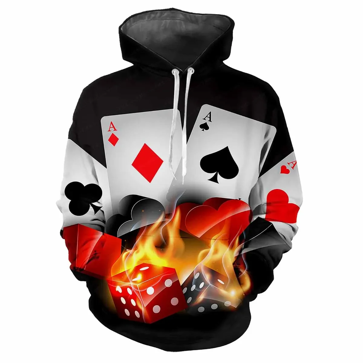 Autumn Fashion Poker Fire 3D Print Hoodies Men Women Vintage Casual Sweatshirts Oversized Hoodie Pullovers Tracksuit Clothing