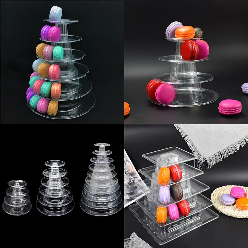 4/5/6/10 Tiers Macaron Display Stand Cupcake Tower Rack Cupcake Stand Cake Stand PVC Tray Wedding Birthday Cake Decorating Tools