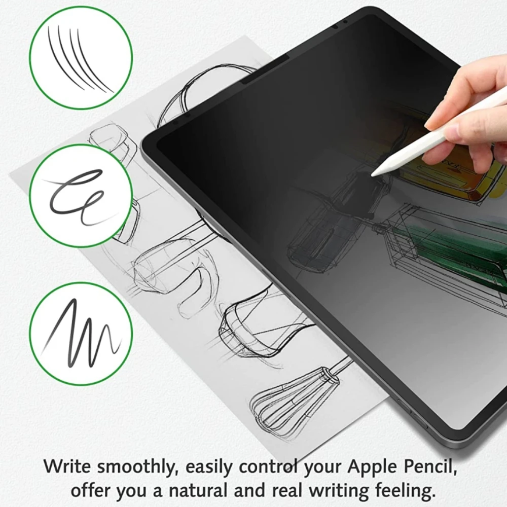 Paper Like Screen Protector Film For iPad Pro 11 Air 4 5 10.9 for iPad 7/8/ 9th Generation Pro 12.9 Anti-peep Removable Anti-spy