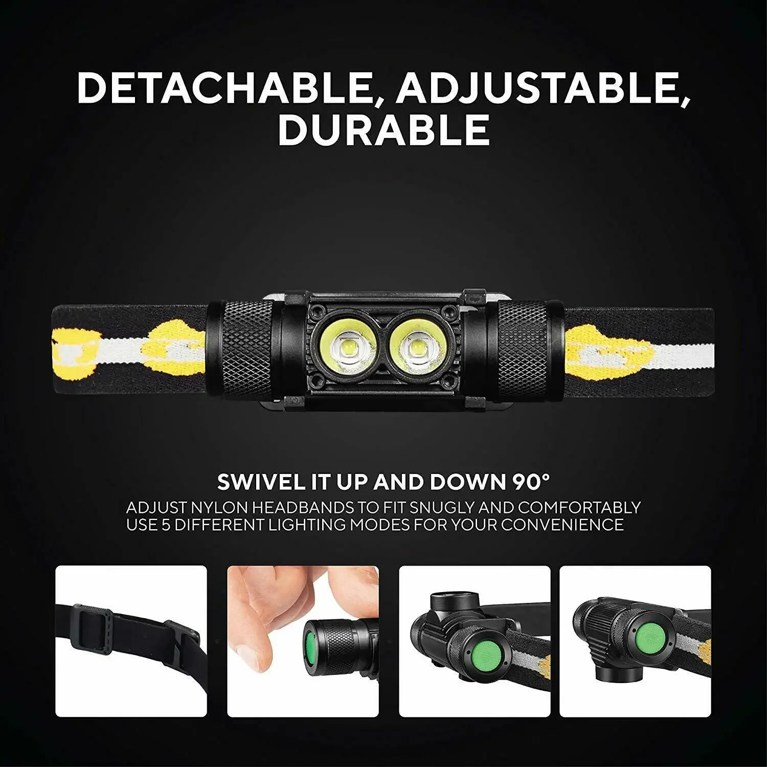 H25S كشافات LED صغيرة XML 1200lm رئيس مصباح الضوء الأبيض كشافات USB قابلة للشحن 18650 رئيس ضوء