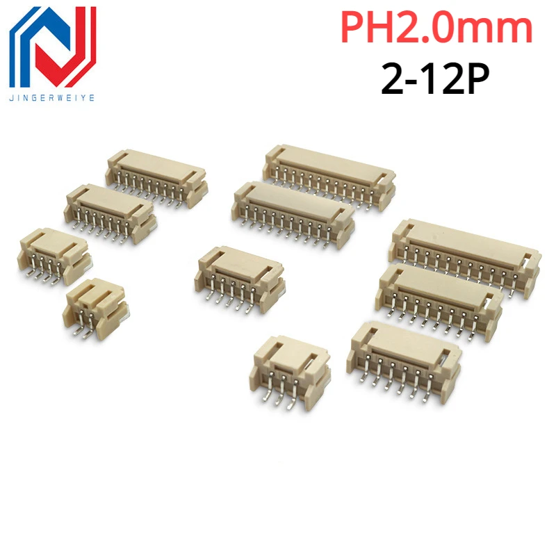 20Pcs Spacing 2.0mm Horizontal Patch Ph2.0mm Horizontal Patch 2P/3P/4P/5P/6P/7p-12p SMT Socket Connector Plug