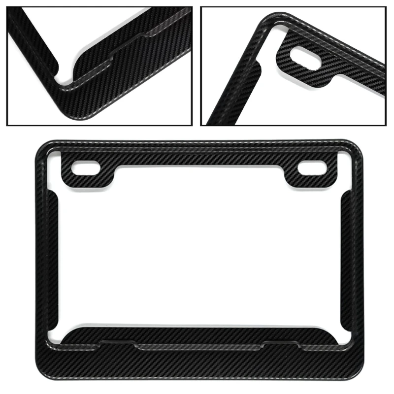 Stainless Steel License Plate Frames,Heavy Duty Carbon Fiber Texture Texture Motorcycle Tag Cover for Motorcycle