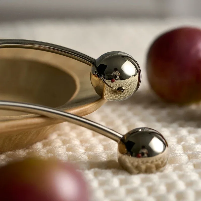 Silver Bar Pulls High-end French Drawer Knobs with Round Ball Dresser Door Handles Solid Brass Unique Design Furniture Handles