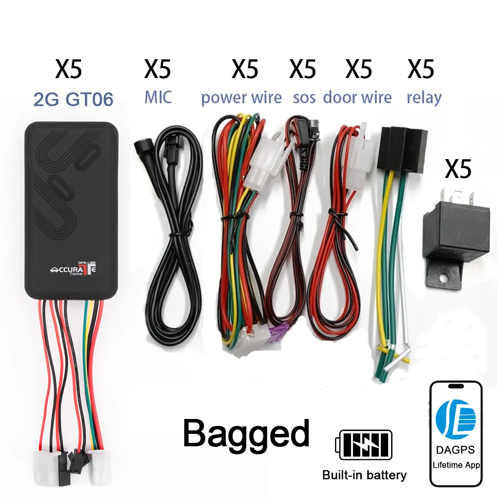 5pcs GT06 TK100 Gps Tracker for Vehicles SOS Alarm Remote Fuel Cut-off Door Opening Alarm Power Cut-off Alarm Move Alarm