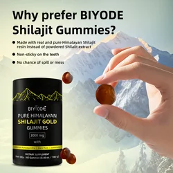 BIYODE 3000mg Pure Himalayan Shilajit Gummies Containing 85+Trace Minerals Supplement Vegetarian Easy Independent Packaging