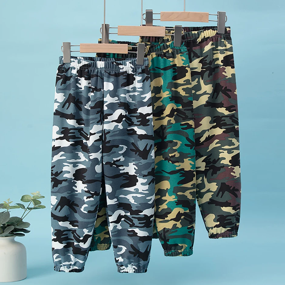 Kinder Multi-color Camouflage Coole Hübsche Sport Hosen Jungen Freizeit Training Harun Hosen Mädchen Joker Elastische Taille Hosen – Detail 3