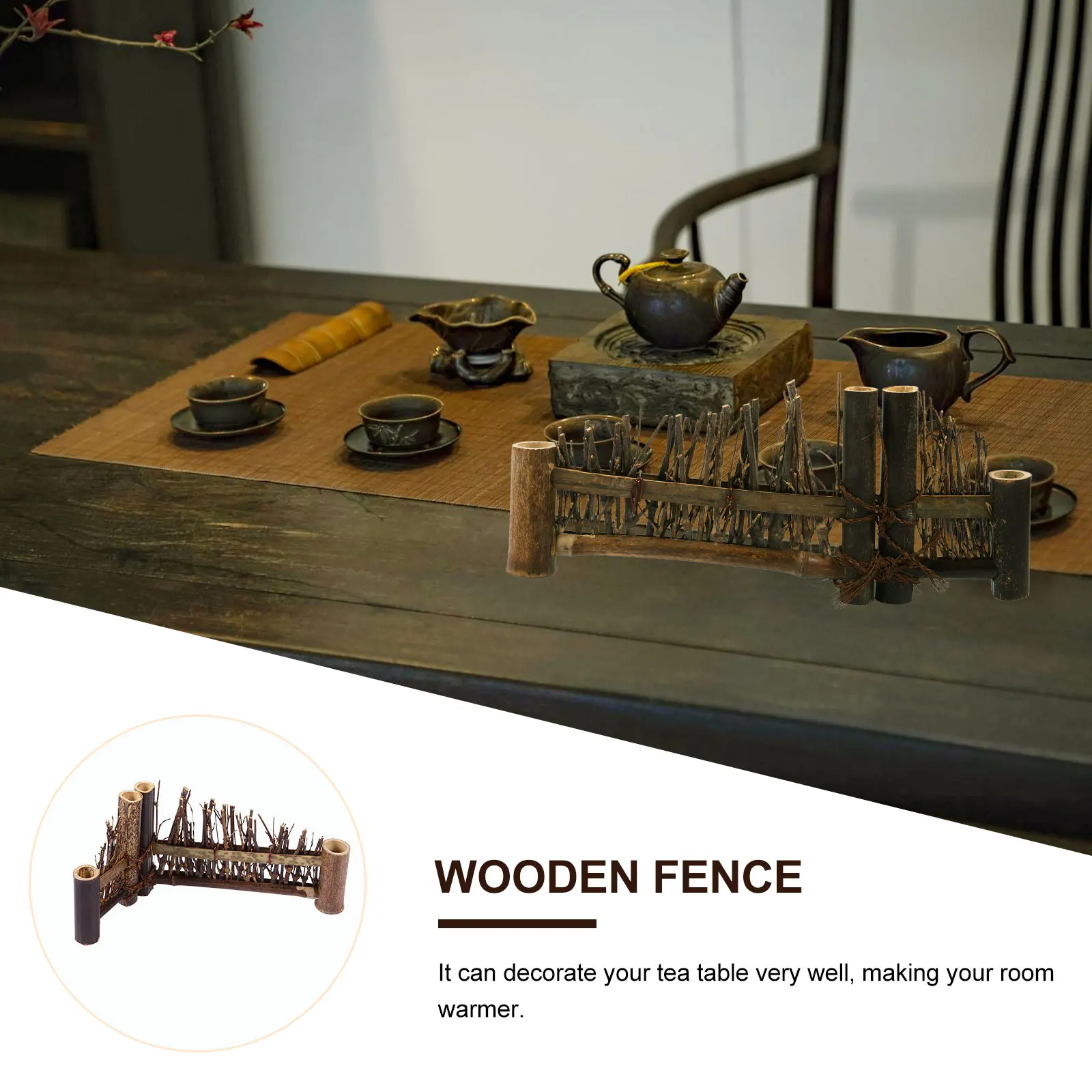 

Wooden Fence Decor 24x6cm Mini Screen Eco Friendly Bonsai nament Micro L Photo Prop L scaping