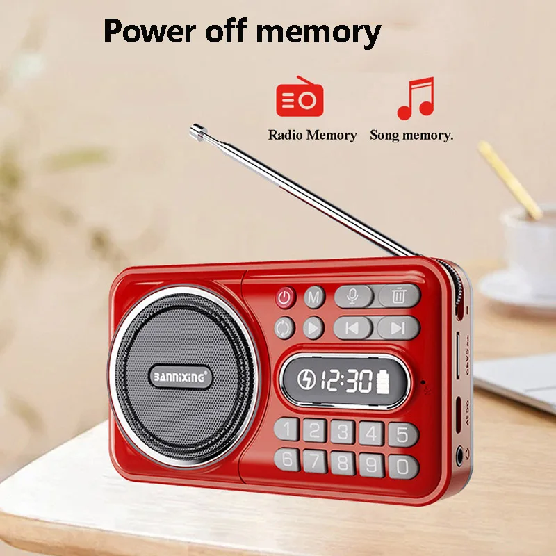 미니 포켓 FM 라디오, 최고의 수신 라디오, LED 디스플레이, 무선 블루투스 사운드바, 음악 플레이어, 녹음기 FM 76-108MHZ