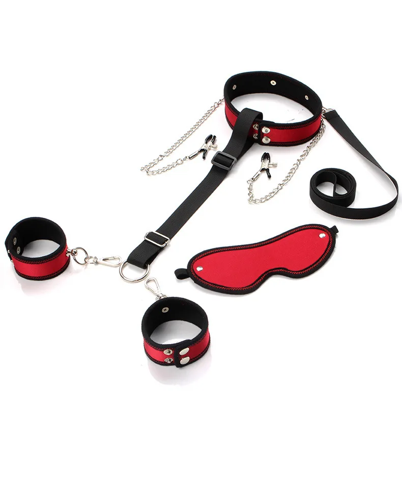 BDSM Nipple Clamp Neck Collar Leash Handcuff Sex Toy Set SM Slave Eye Blinder Bondage Gear Adult Bedroom Sex Game 18+ Product