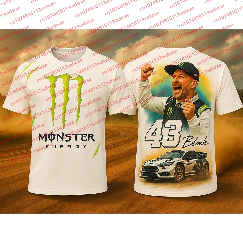 Camiseta Monster Energy para hombre, talla Unisex, camiseta de manga corta para mujer, camiseta de conductor de Rally de carreras Ken Brock 43, camisetas clásicas para hombre