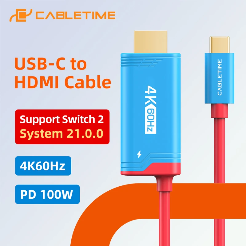 �y�Z�[�����zCABLETIME 4K 60Hz USB C - HDMI�P�[�u�� PD 100W Type C - HDMI�P�[�u���A�_�v�^�[ ������Nintendo Switch 2/1 OLED PS4/5�Ή�