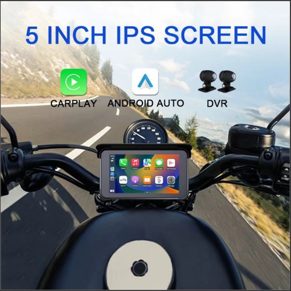 NEW Portable 5 Inch Motorcycle Navigation GPS Wireless Apple CarPlay Android Auto IPX7 Waterproof Touch Screen Display