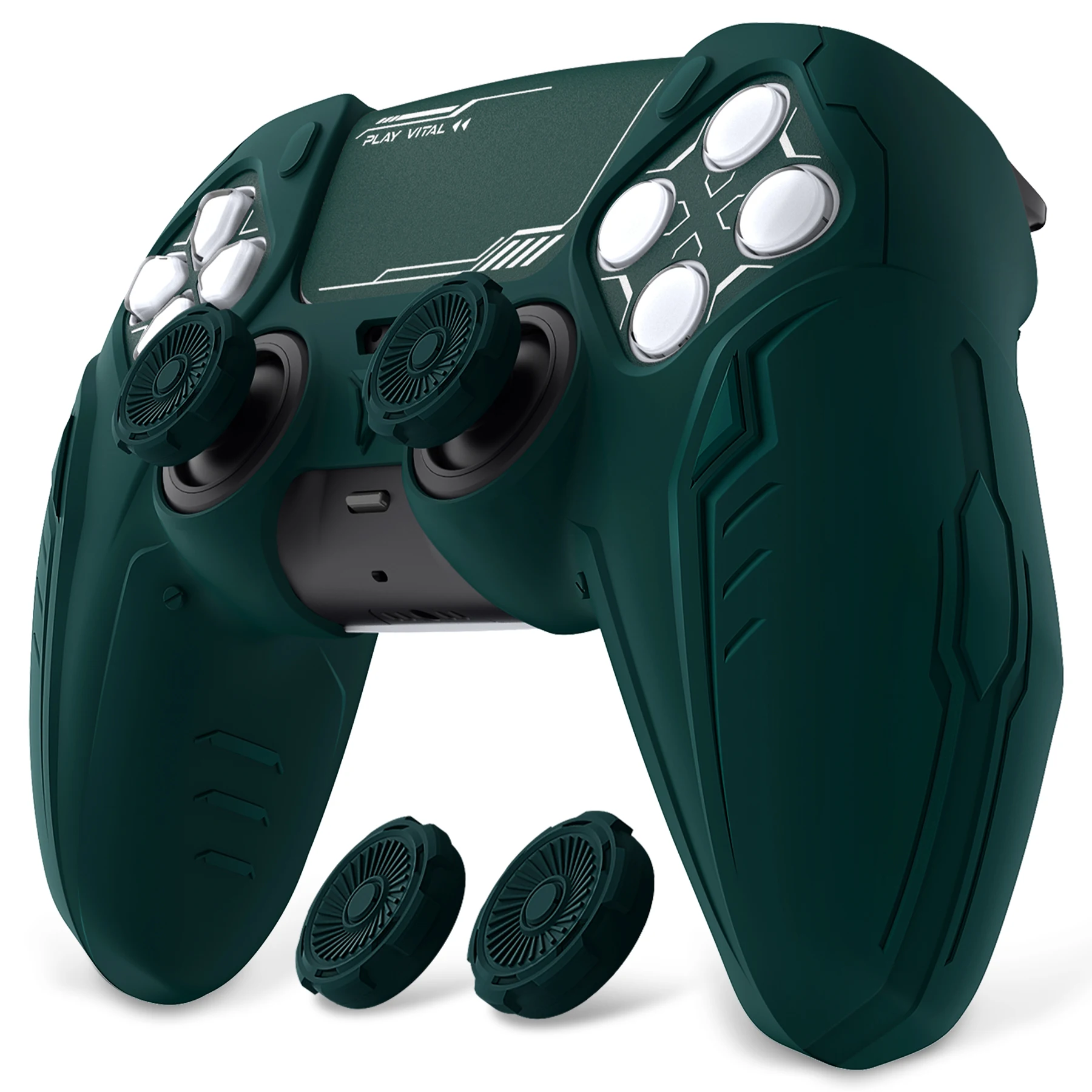 

PlayVital Silicone Grip Case for ps5 Controller - Futuristic CyberMech Design Cover Compatible with ps5 Official Charging Dock