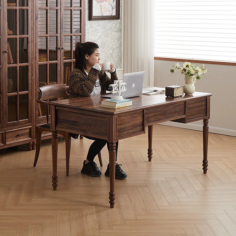 

American retro North American black walnut desk modern solid wood desk household rectangular writing desk calligraphy table